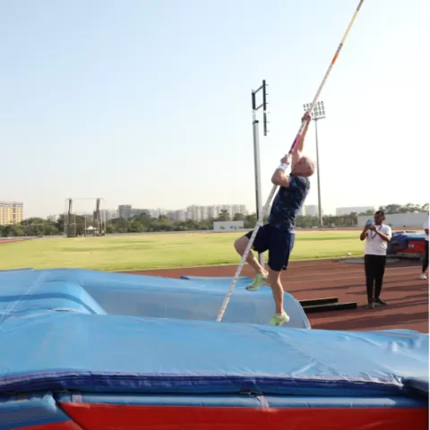 Andy during Pole Vault Training