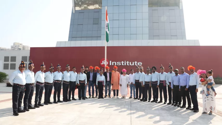 Group Picture with the Indian Flag