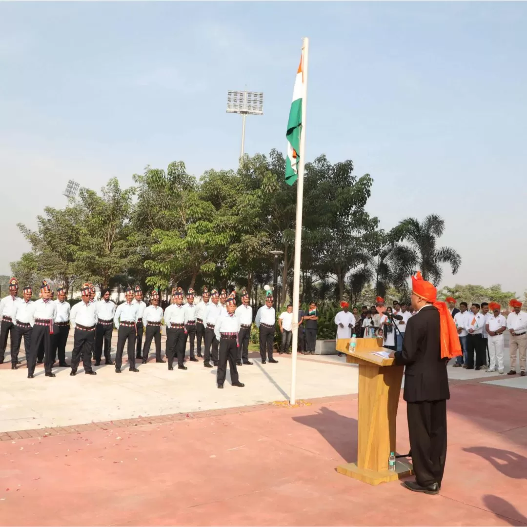 Dr G Ravichandran addressing the assembly on Republic Day 2024