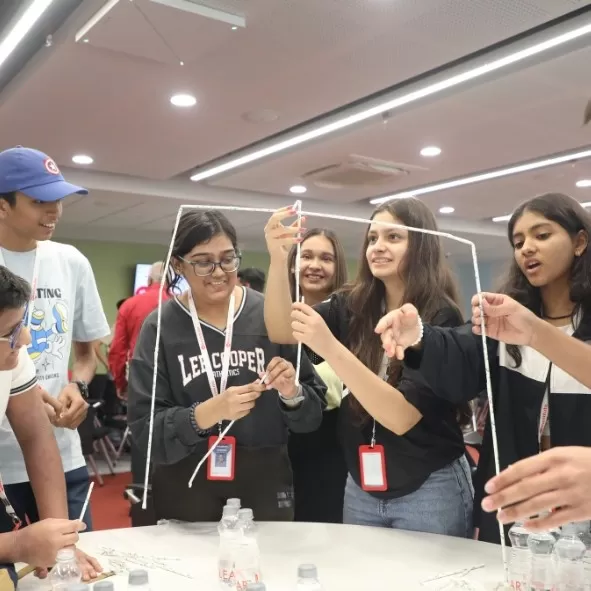 Students doing an activity in Shapers